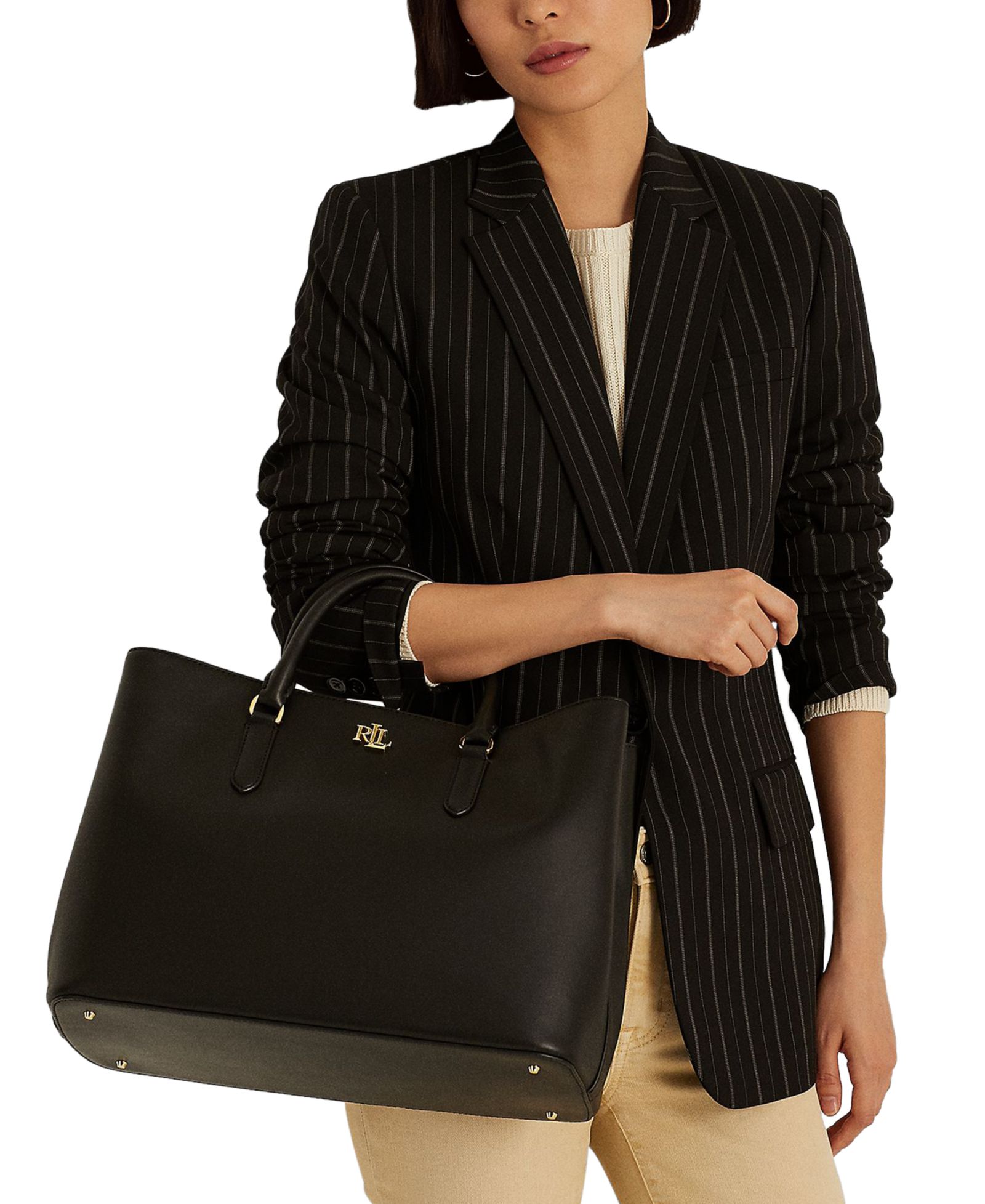 Lauren Ralph Lauren Marcy Full-Grain Leather Large Satchel Bag