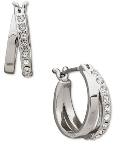 Серьги-кольца Karl Lagerfeld Paris Extra-Small Pavé Split, 0.49"