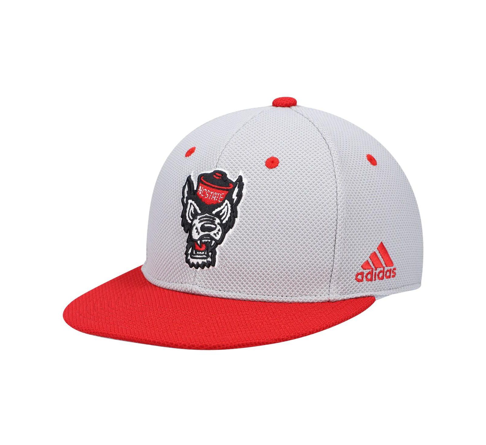 Men's adidas Gray and Red NC State Wolfpack On-Field Baseball Fitted Hat