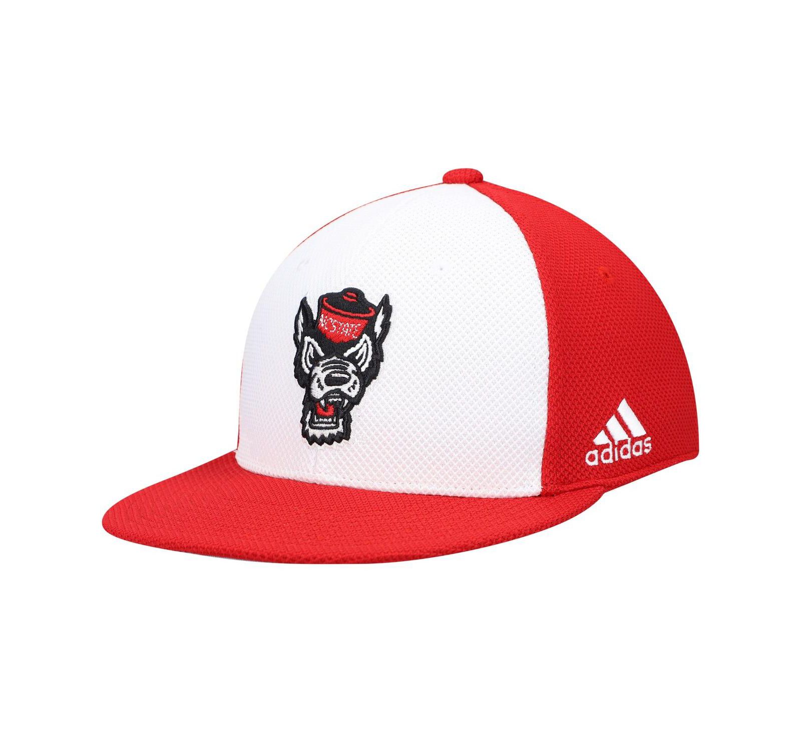 Men's adidas White and Red NC State Wolfpack On-Field Baseball Fitted Hat