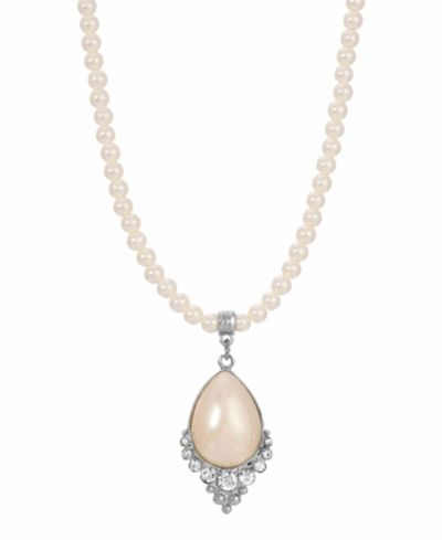 Женское ожерелье 2028 Crystal and Imitaion Pearl Teardrop