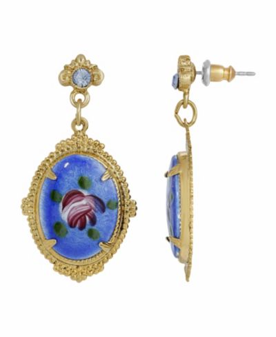Women's Oval Flower Stone Earring