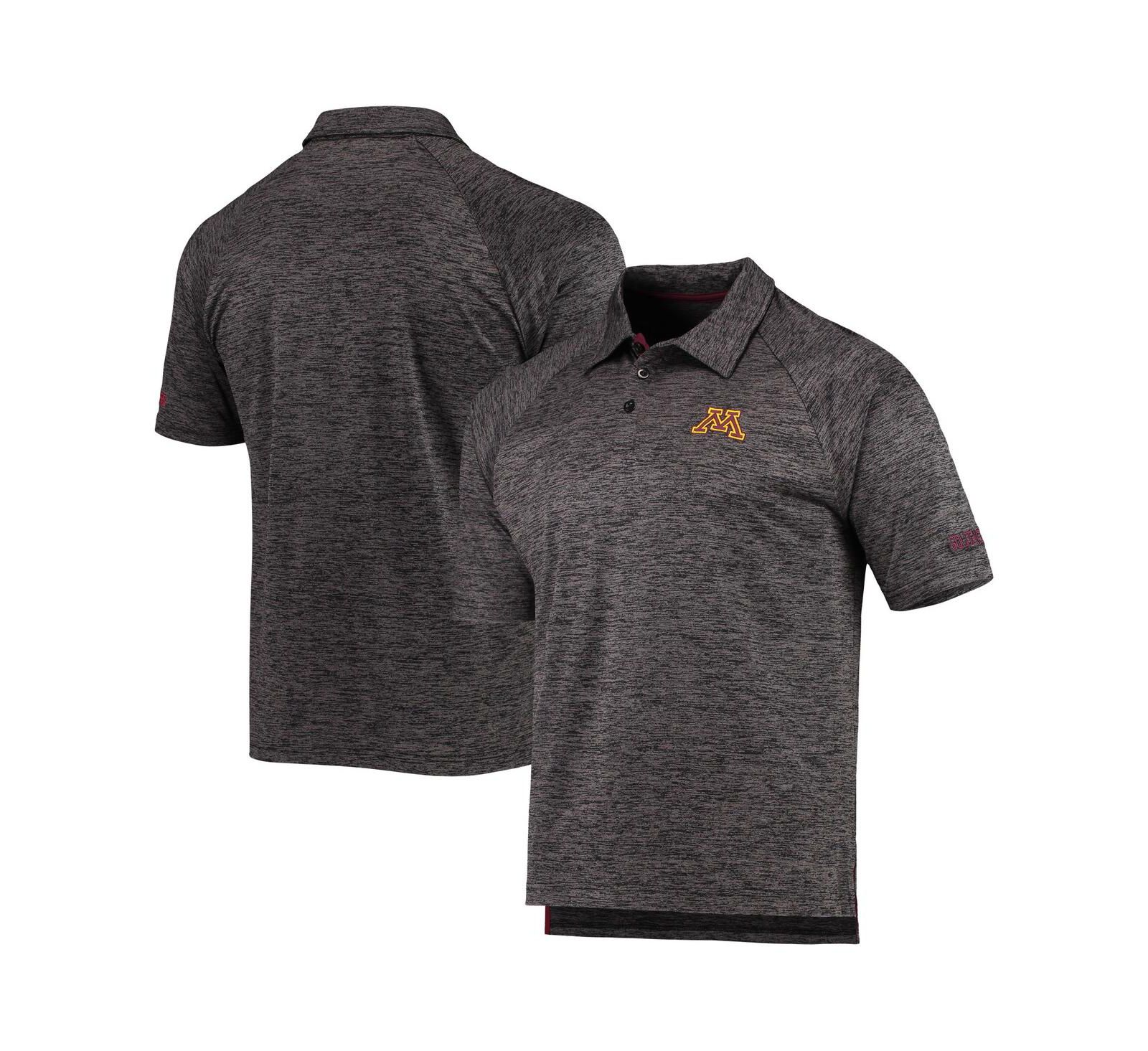 Мужская рубашка-поло Colosseum Heathered Black Minnesota Golden Gophers Down Swing Raglan Polo Shirt