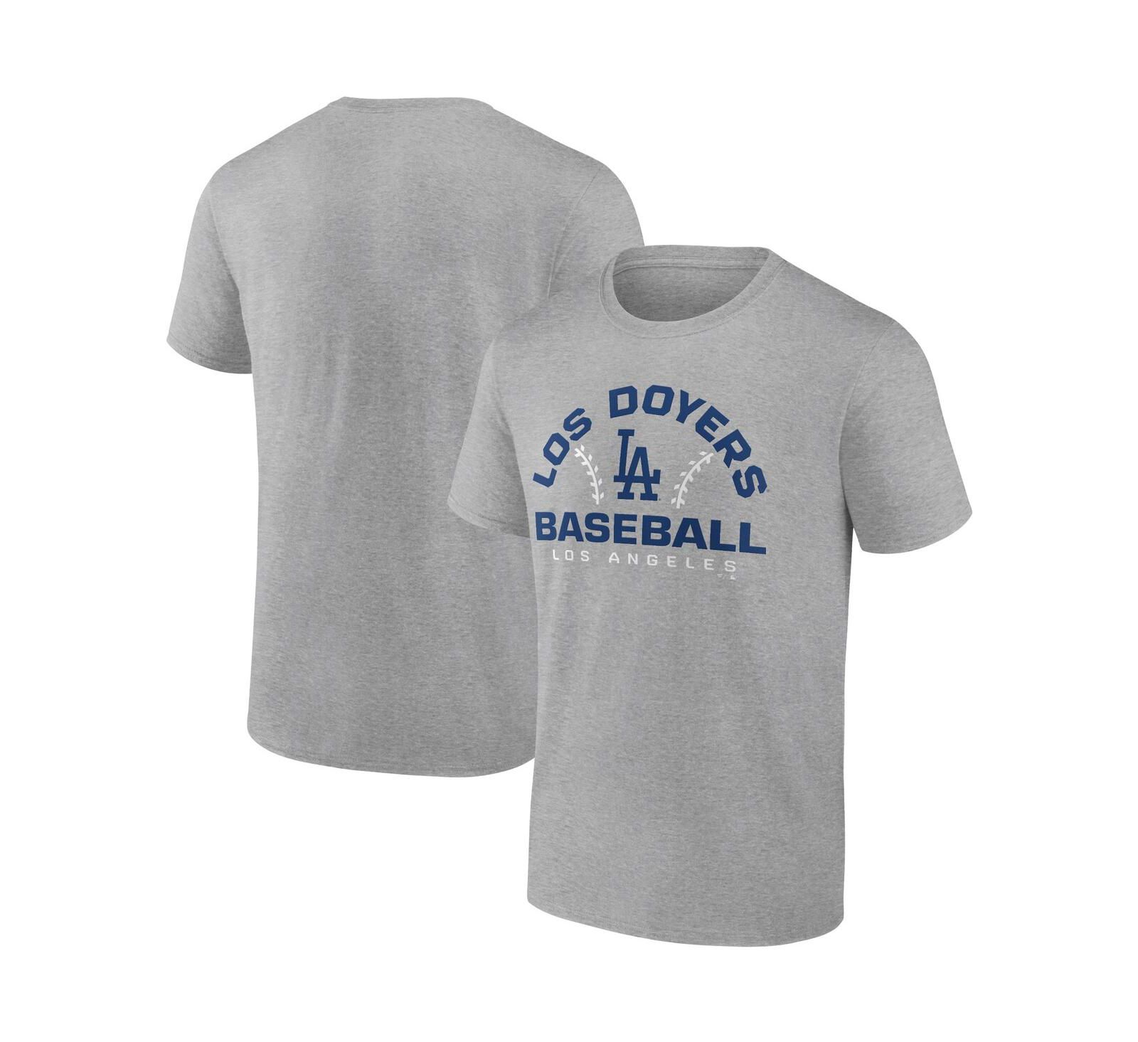 Men's Fanatics Heathered Gray Los Angeles Dodgers Iconic Go for Two T-shirt