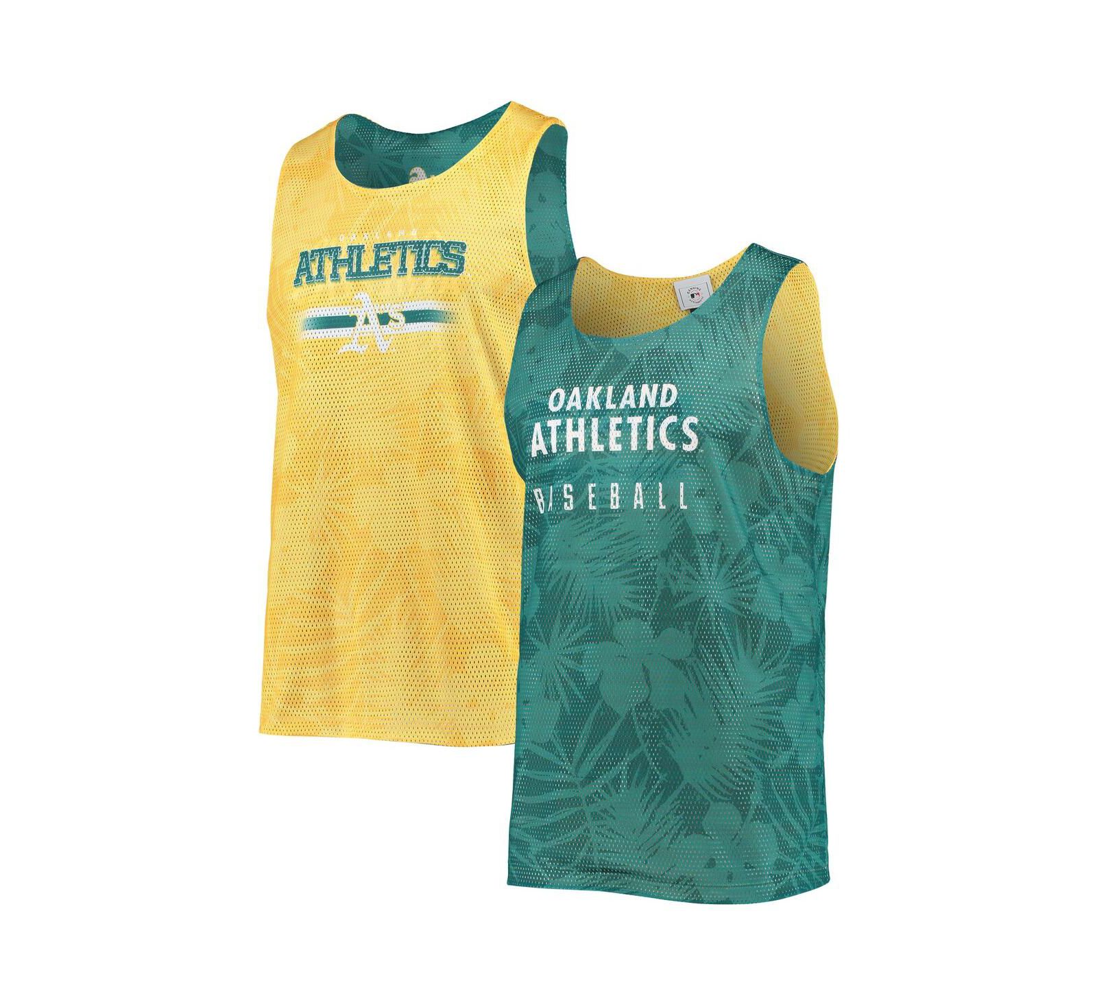 Майка FOCO Men's Green, Gold Oakland Athletics Floral Reversible Mesh Tank Top