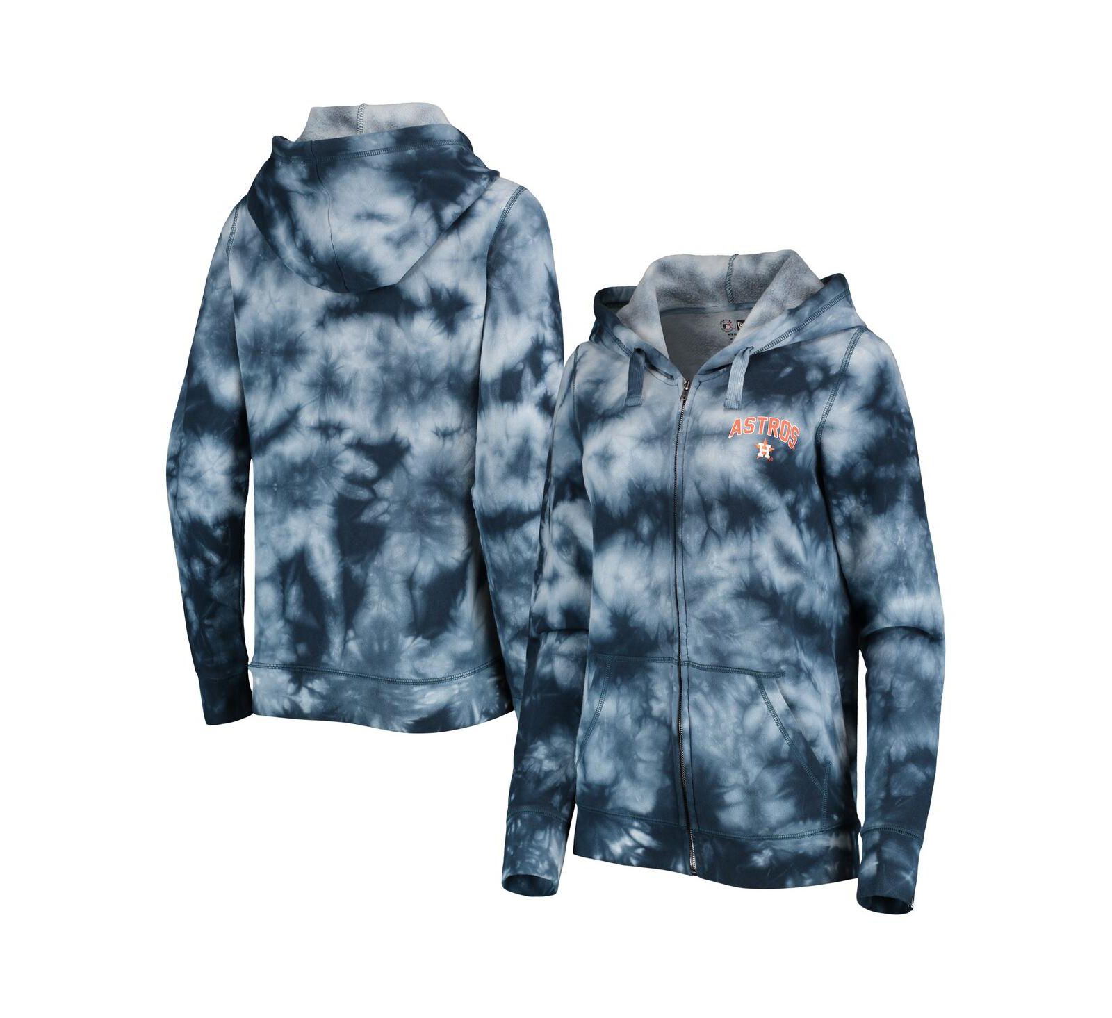 Женское худи New Era Navy Houston Astros Tie-Dye Full-Zip