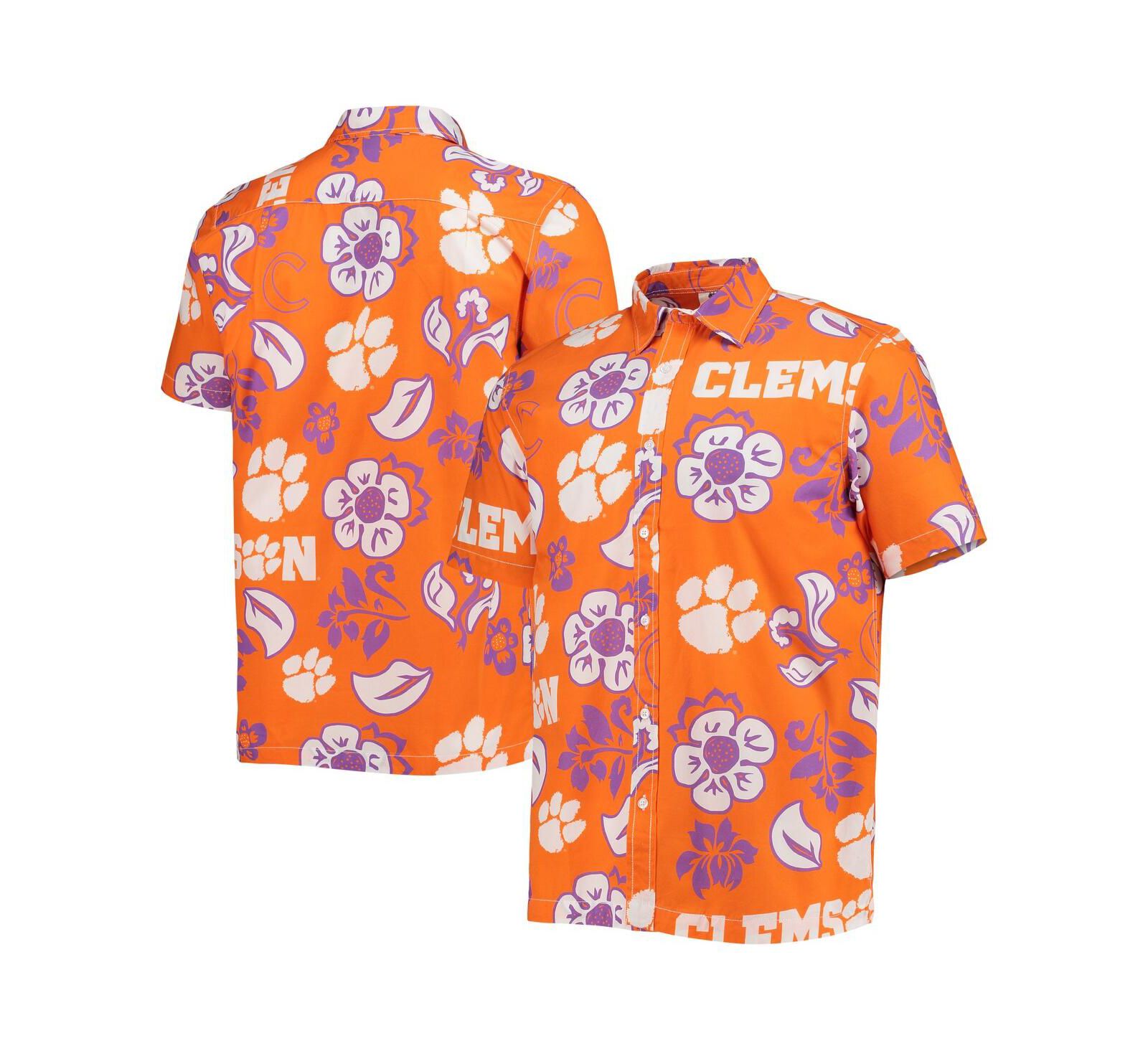 Мужская рубашка Wes & Willy Orange Clemson Tigers Floral