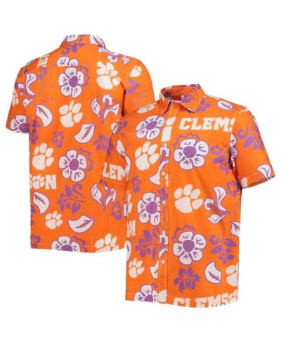 Men's Wes & Willy Orange Clemson Tigers Floral Button-Up Shirt