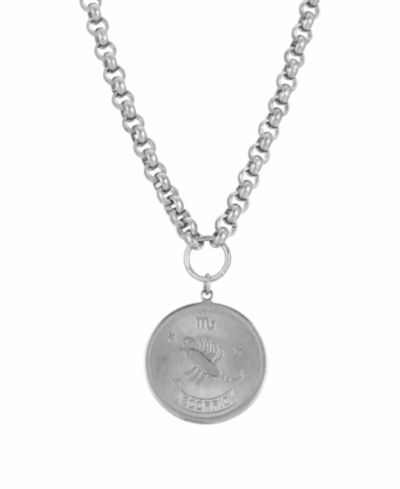 Women's Round Scorpio Pendant Necklace