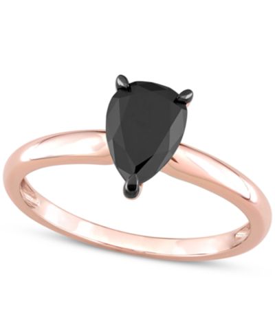 Black Diamond Помолвочное кольцо с бриллиантом Pear Solitaire в 14k Gold