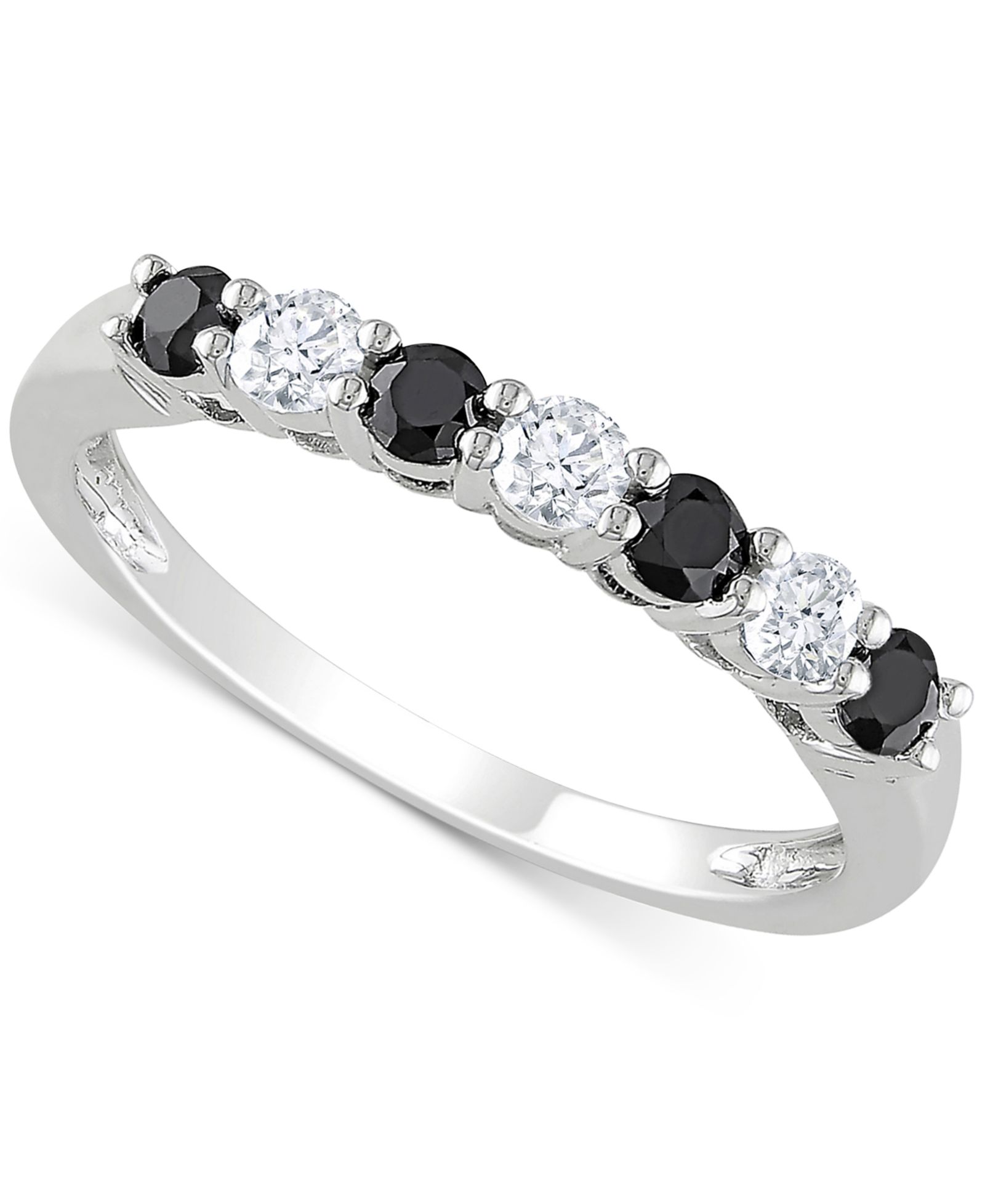 Обручальное кольцо Black Diamond (1/4 ct. t.w.) & White Diamond (1/5 ct. t.w.) в 10k White Gold