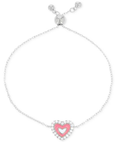 Браслет-боло Macy's Cubic Zirconia Pink Enamel Heart