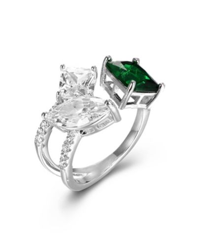 Кольцо из стерлингового серебра с цирконием и 14K золотом