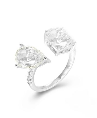 Модное кольцо с кубическим цирконием Radiant и Pear из стерлингового серебра и 14K Gold Over Sterling Silver