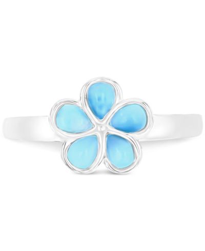 Larimar Flower Ring (1/2 ct. t.w.) in Sterling Silver