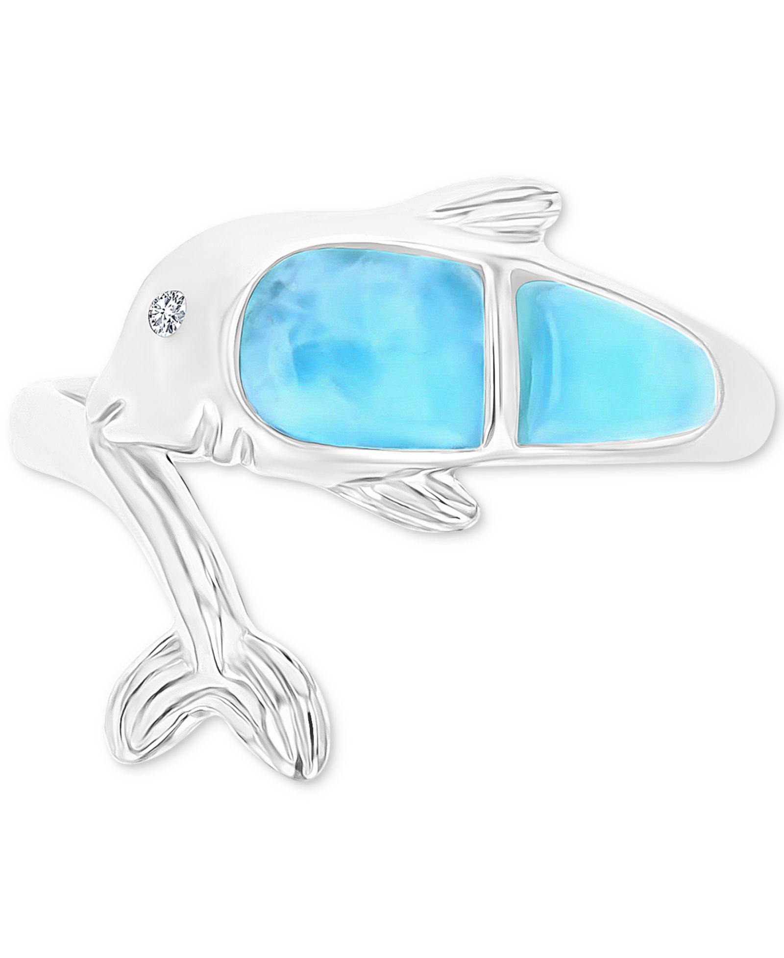 Кольцо с Larimar и белым сапфиром (1/20 ct. t.w.) в серебре