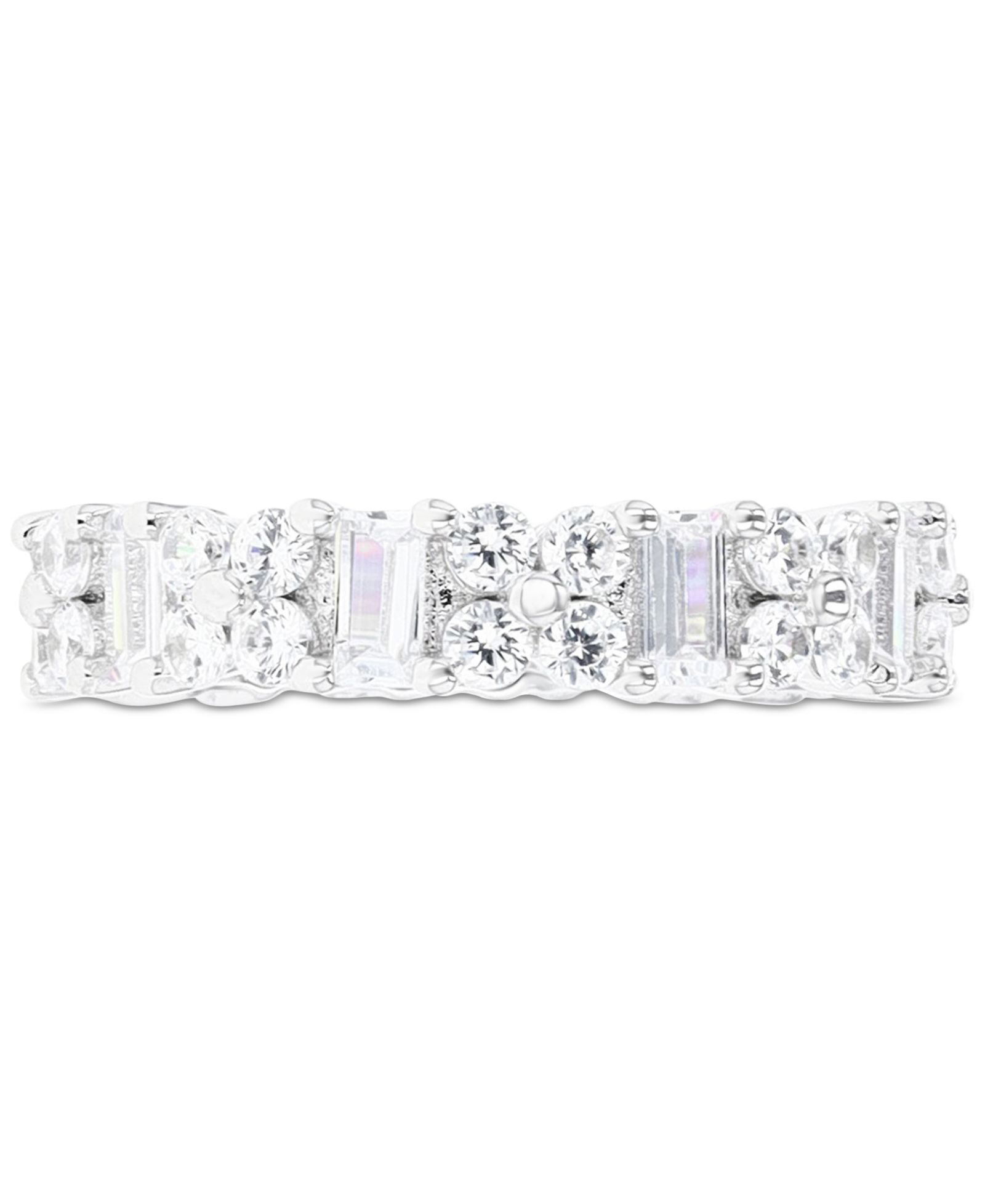 Помолное кольцо Eternity Band из Cubic Zirconia Round & Baguette в Sterling Silver