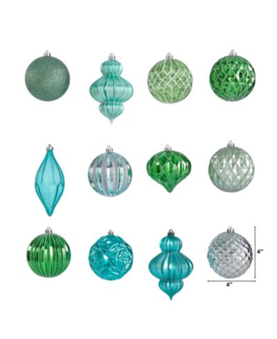 Nearly Natural Holiday Lux Shatter-Resistant 12 Piece Christmas Tree Ornament Set с Re-Useable Box