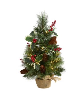 Искусственная елка Mixed Pine с ягодами падуба и шишками, 18"