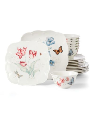 Lenox Butterfly Meadow Square 18 Pc. Dinnerware Set, Service for 6, Exclusively at Macy’s