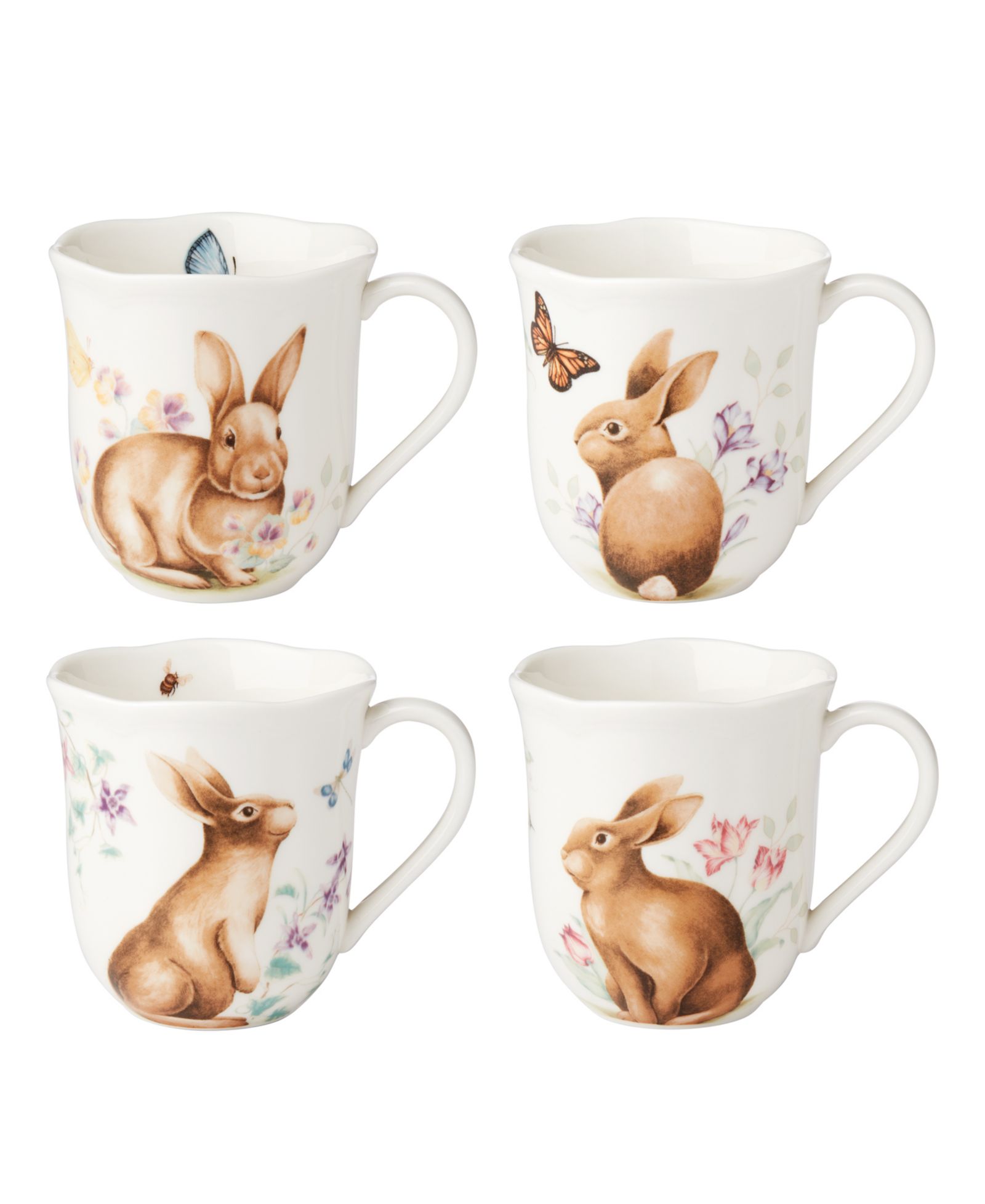 Lenox Butterfly Meadow Bunny Mugs, Set of 4