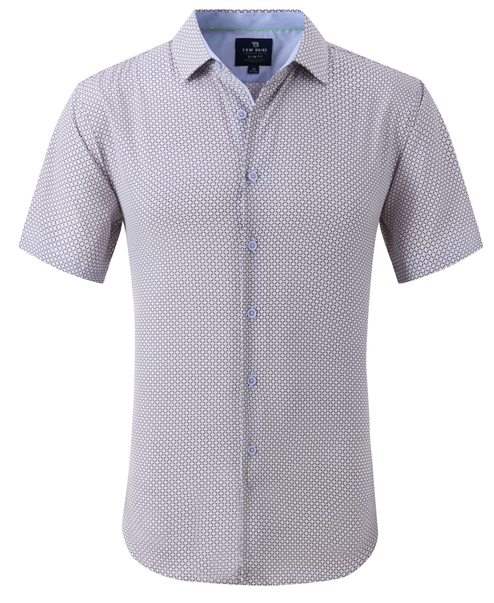 Мужская рубашка Tom Baine Slim Fit Short Sleeve Performance Button Down Dress Shirt