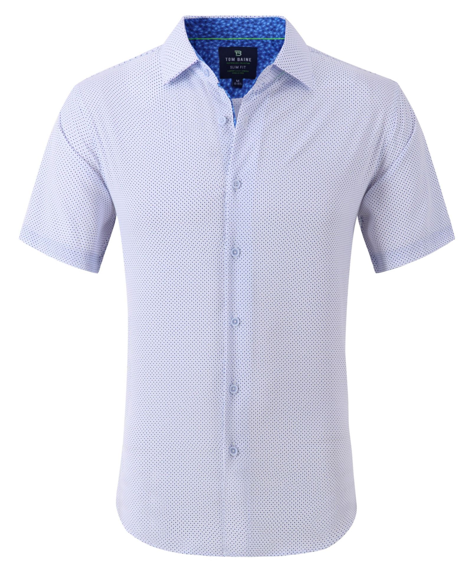 Men's Slim Fit Short Sleeve Performance Button Down Dress Shirt