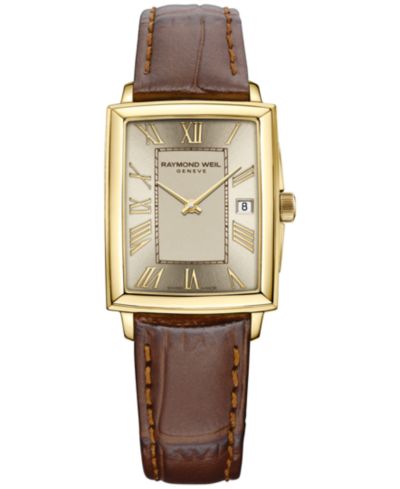 Raymond Weil Женские швейцарские часы Toccata, коричневый кожаный ремешок, 22.6x28.1mm