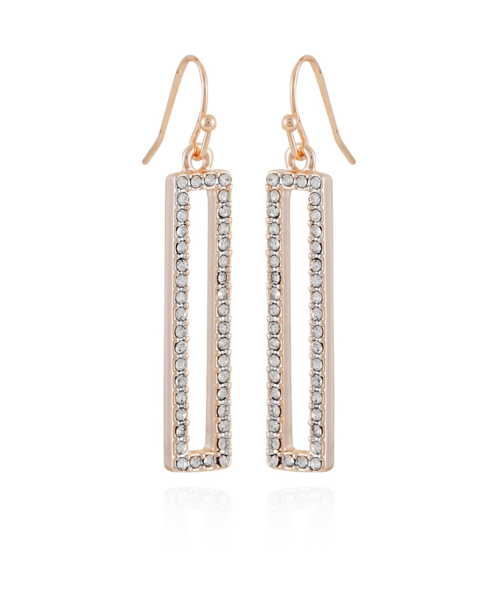 T Tahari Pave Rectangle Linear Earrings