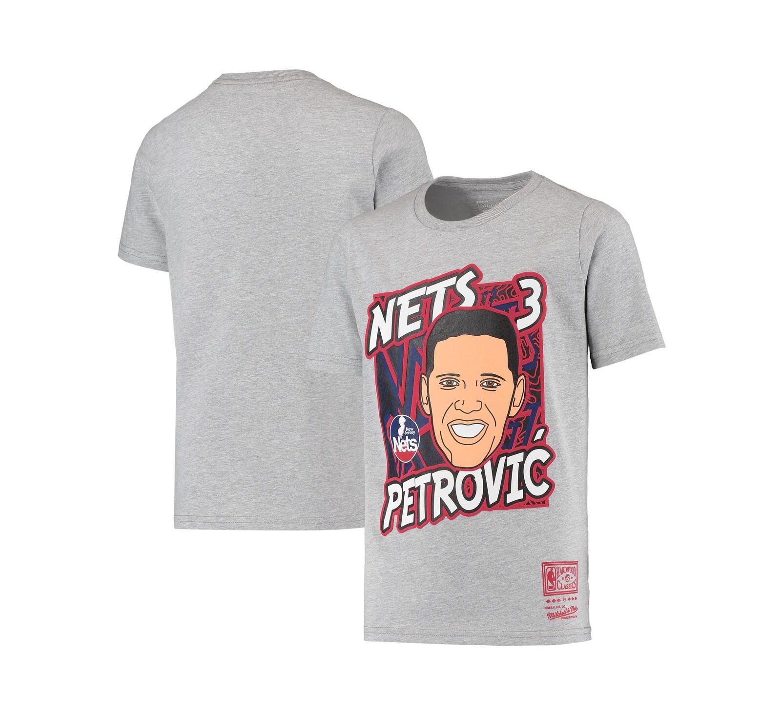 Детская футболка Mitchell & Ness Drazen Petrovic Heathered Gray New Jersey Nets Hardwood Classics King of the Court Player