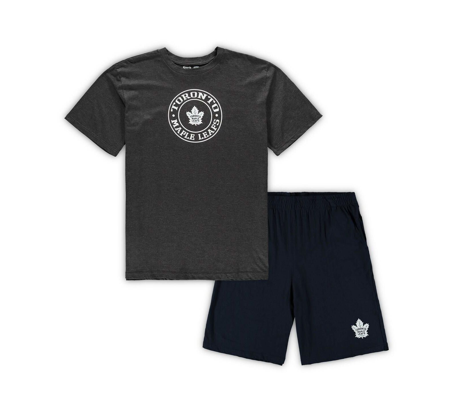 Men's Concepts Sport Navy, Heathered Charcoal Toronto Maple Leafs Big and Tall T-shirt and Shorts Sleep Set