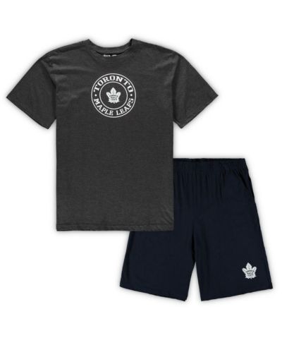 Men's Concepts Sport Navy, Heathered Charcoal Toronto Maple Leafs Big and Tall T-shirt and Shorts Sleep Set