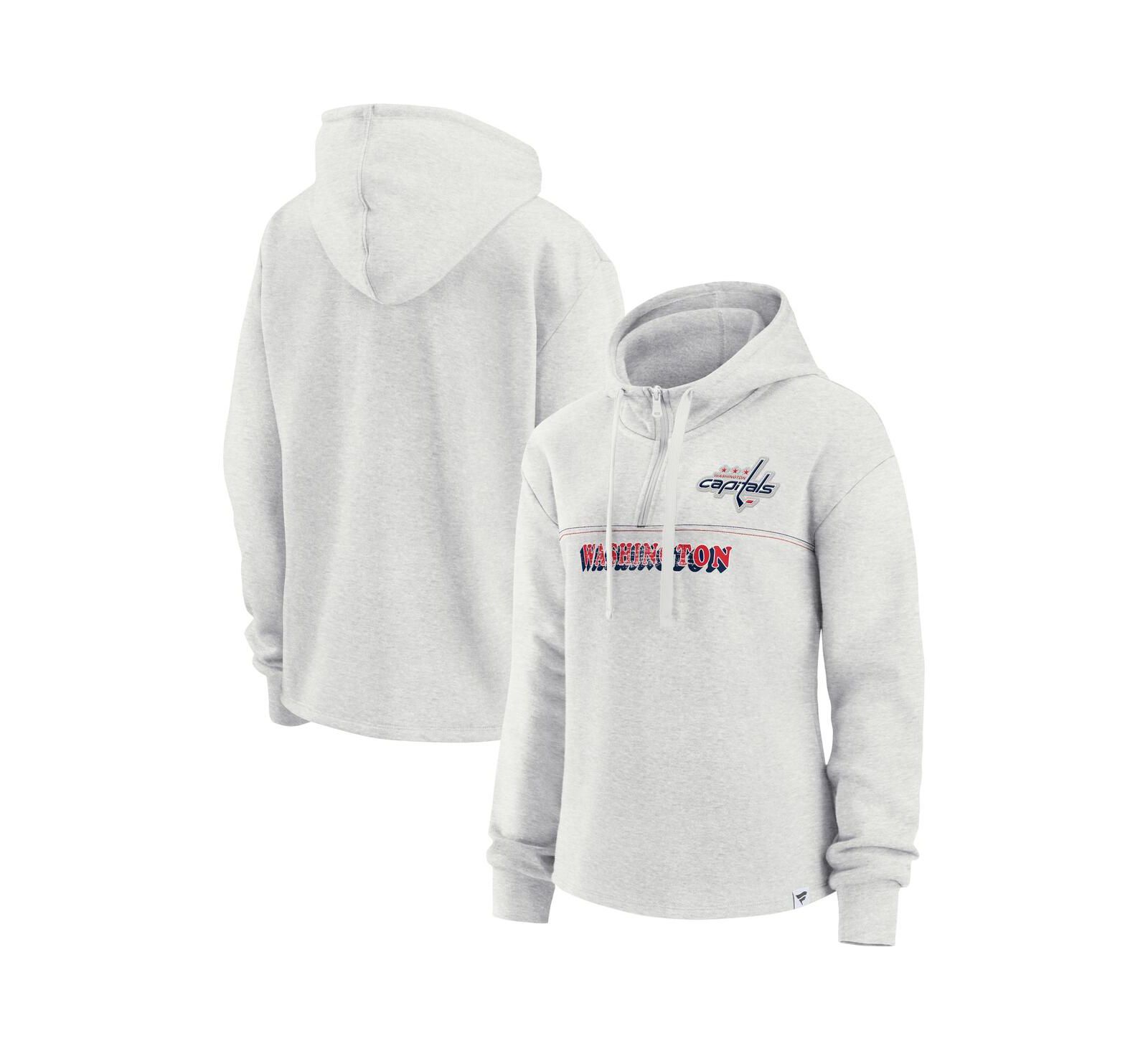 Women's Fanatics Ash Washington Capitals True Classics Legacy Quarter-Zip Hoodie