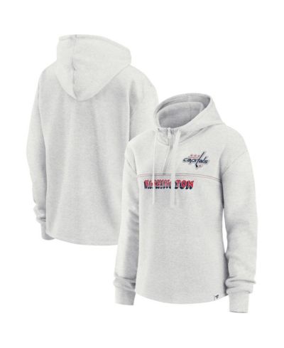 Women's Fanatics Ash Washington Capitals True Classics Legacy Quarter-Zip Hoodie