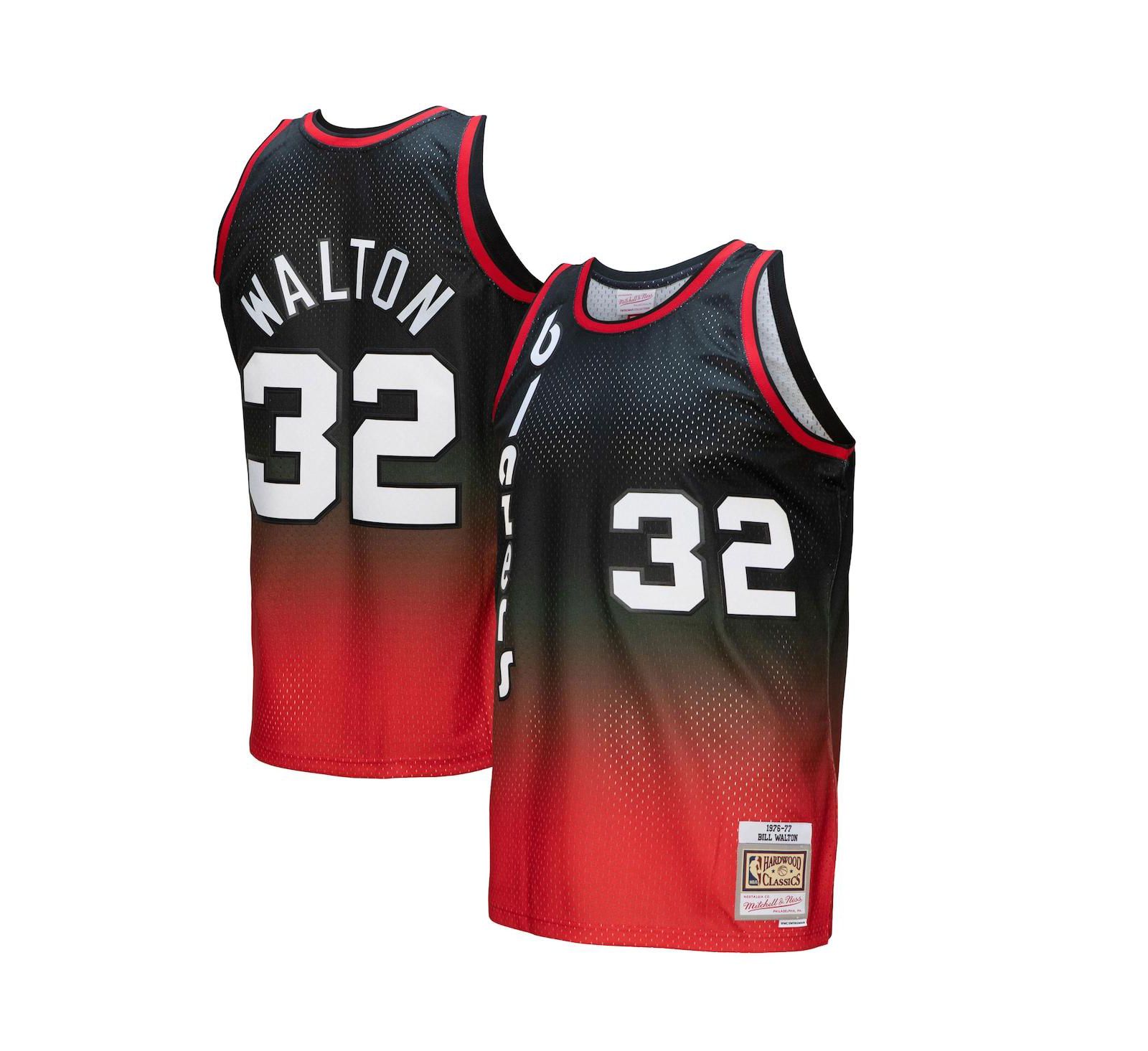 Мужская джерси Mitchell & Ness Bill Walton Red, Black Portland Trail Blazers 1976/77 Hardwood Classics Fadeaway Swingman Player