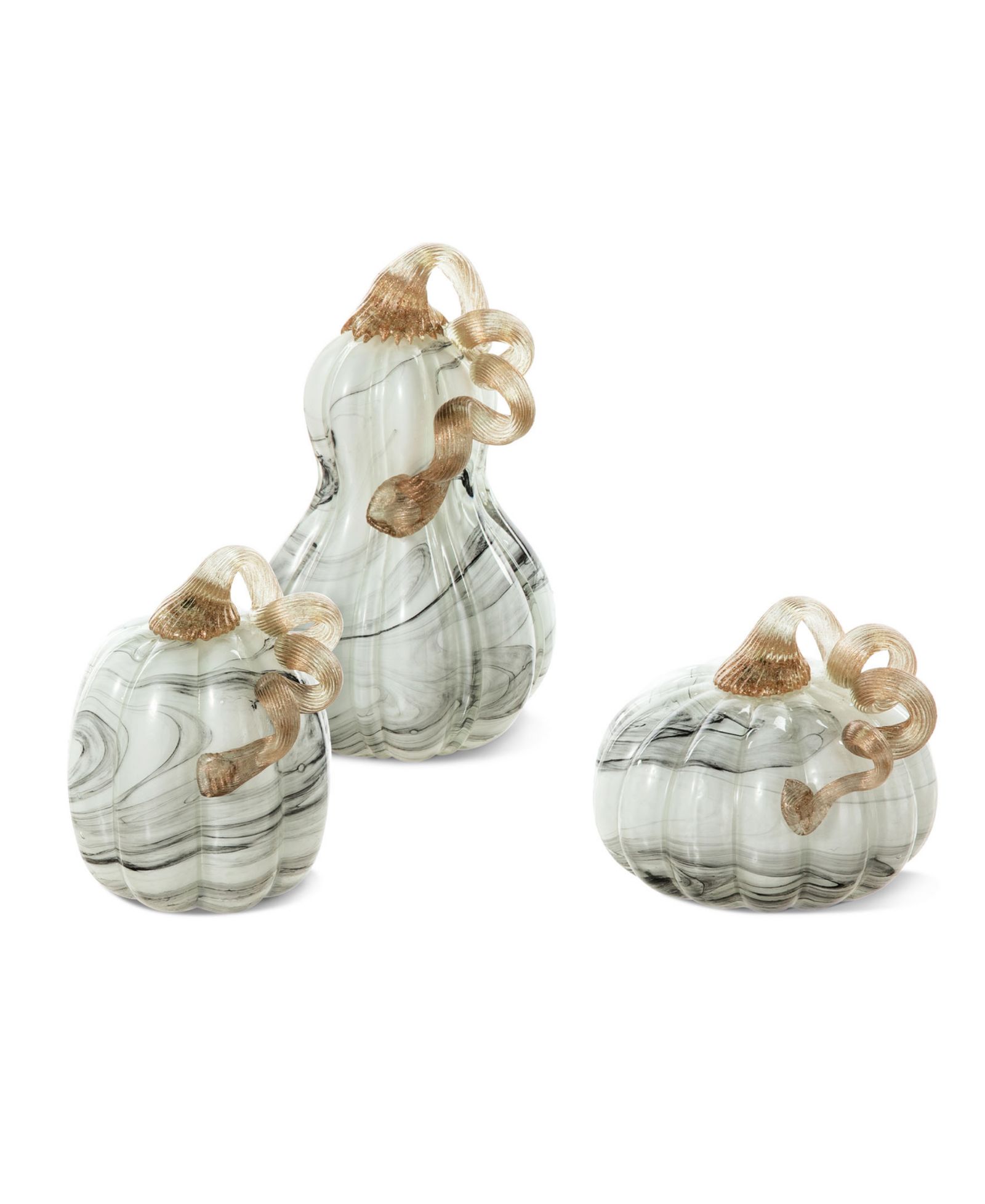Набор Glitzhome Faux Marble Glass Pumpkin Gourd, 3 шт
