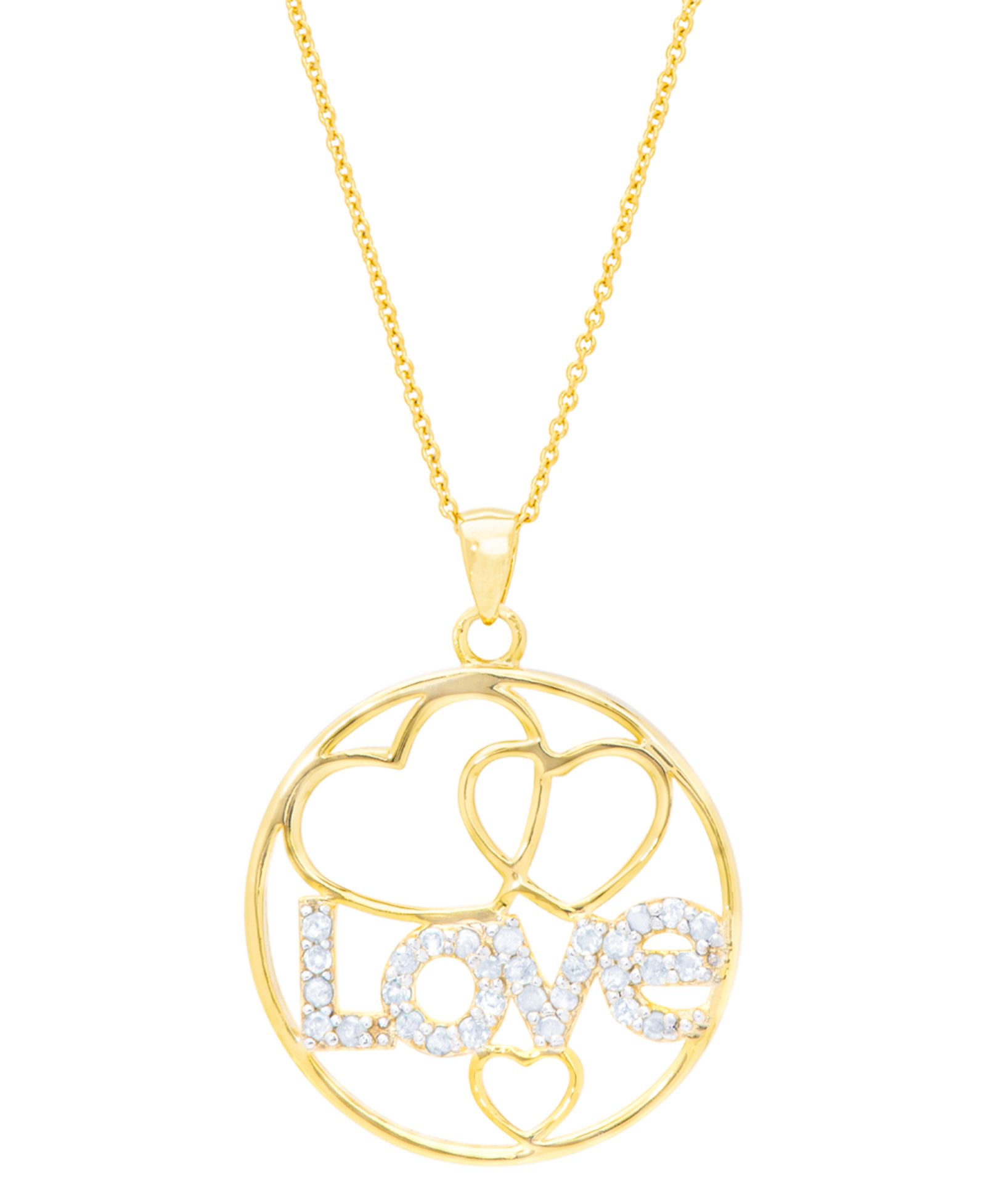 Подвеска-кулон Diamond Love Heart Circle 18" в золотом напылении на серебре