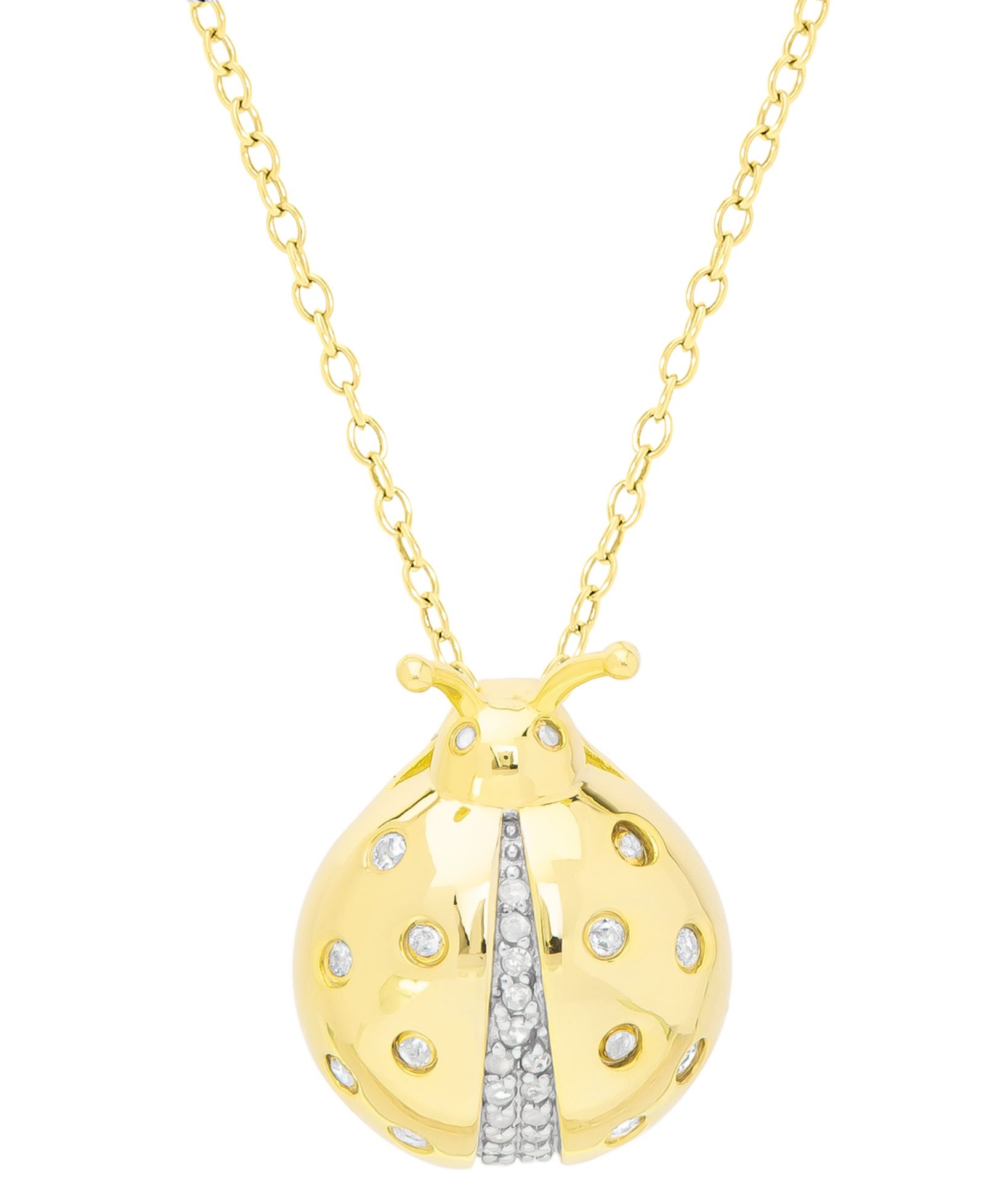Подвеска Diamond Ladybug 18" в 14k Gold-Plated Sterling Silver