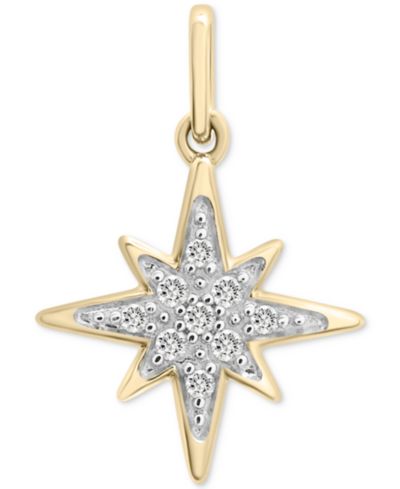 Wrapped™ Diamond Fancy Star Charm Pendant (1/20 ct. t.w.) in 10k Gold, Created for Macy's