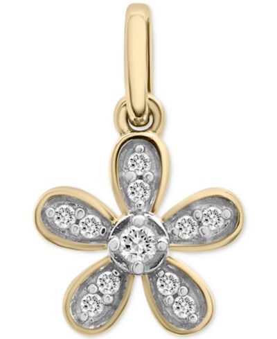 Wrapped™ Diamond Flower Charm Pendant (1/20 ct. t.w.) in 10k Gold, Created for Macy's