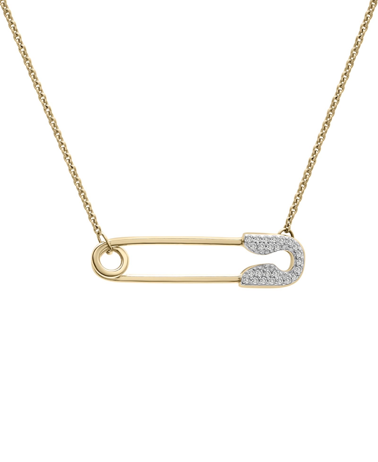 Ожерелье-подвеска Wrapped™ Diamond Safety Pin Charm Collector в 10k Gold, 17" + 1" extender