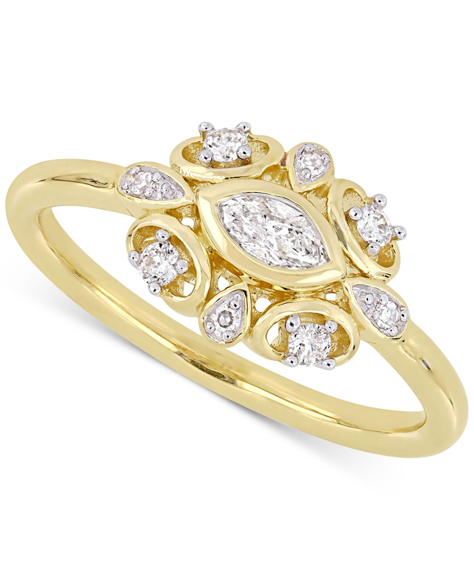 Diamond Marquise Cluster Engagement Ring (1/4 ct. t.w.) in 14k Gold