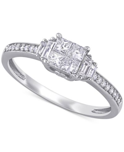 Обручальное кольцо Diamond Princess Quad Cluster (1/2 карата суммарно) из белого золота 14k