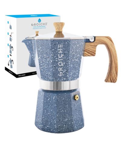 GROSCHE MILANO Stone Stovetop Espresso Maker Moka Pot 6 Cup, 9.3 Oz