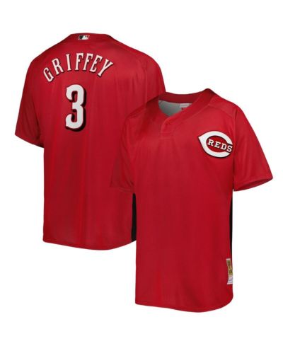 Мужская джерси Mitchell & Ness Ken Griffey Jr. Red Cincinnati Reds Cooperstown Collection Mesh Batting Practice Button-Up