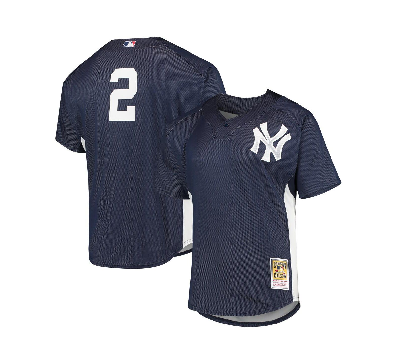 Men's Mitchell & Ness Derek Jeter Navy New York Yankees Cooperstown Collection Mesh Batting Practice Jersey