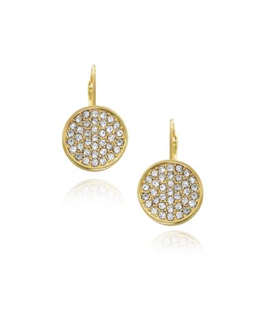 Vince Camuto Gold-Tone Glass Stone Coin Pendant Leverback Earrings