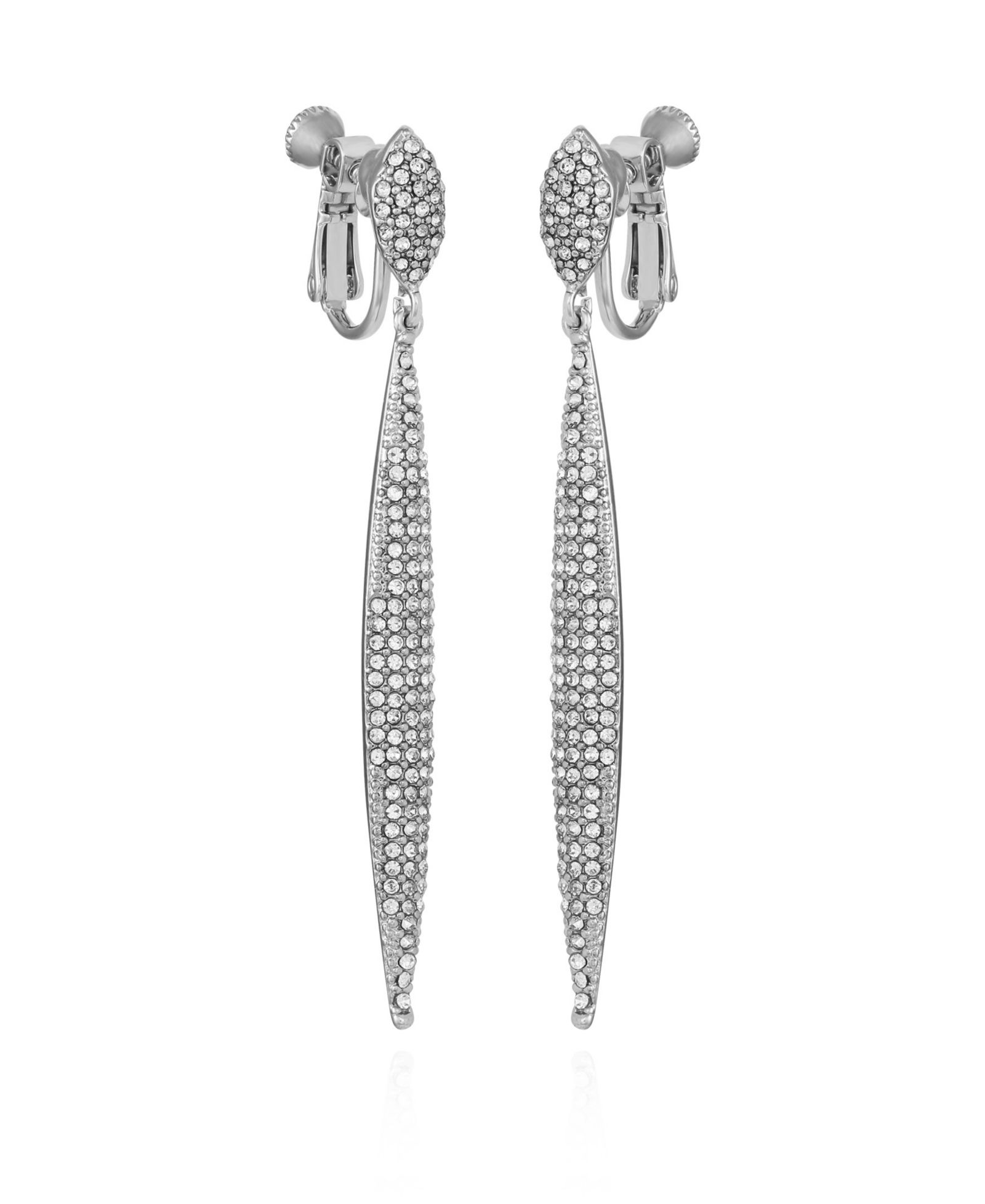 Vince Camuto Silver-Tone Glass Stone Pave Drop Earrings