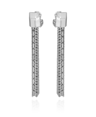 Серьги-клипсы Vince Camuto Silver-Tone Mixed Chain Tassel Drop