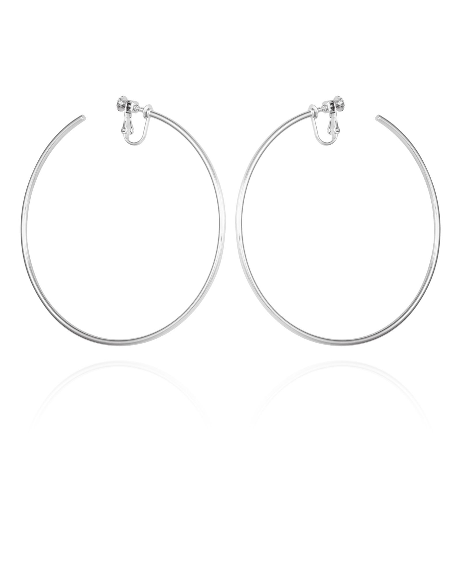Vince Camuto Silver-Tone Clip-On Extra Large Open Hoop Earrings